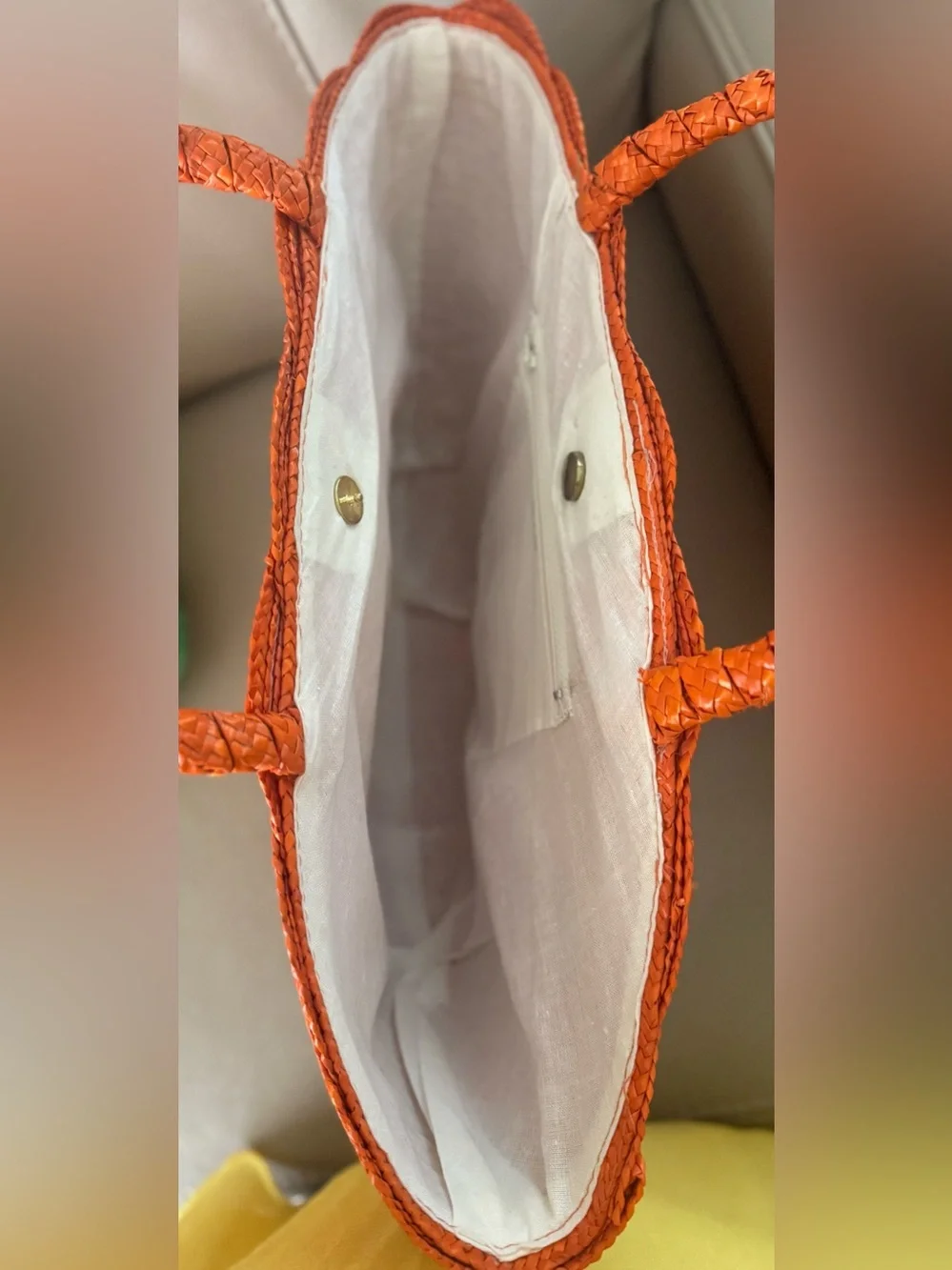 2-day sale $25 Vibrant Orange Woven Straw Maxi Tote Bag Braided Shoulder Handles